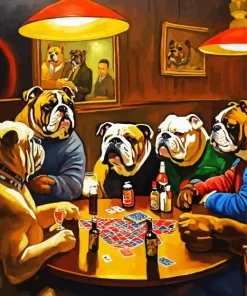 Bulldogs Playing Poker Diamond Painting