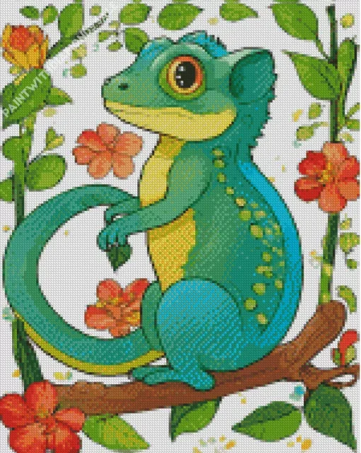 Cartoon Chameleon Diamond Painting