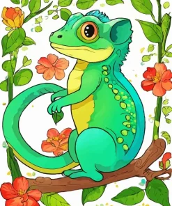 Cartoon Chameleon Diamond Painting