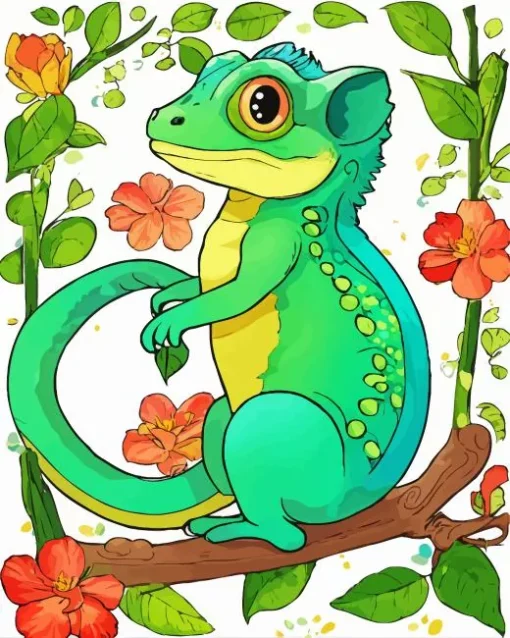 Cartoon Chameleon Diamond Painting