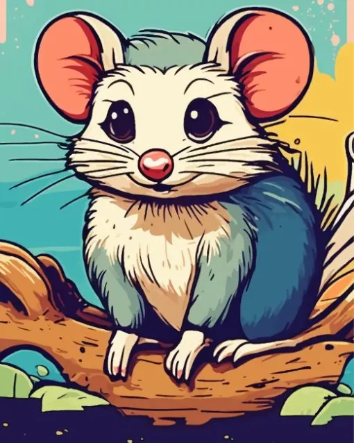 Cartoon Opossum Diamond Painting