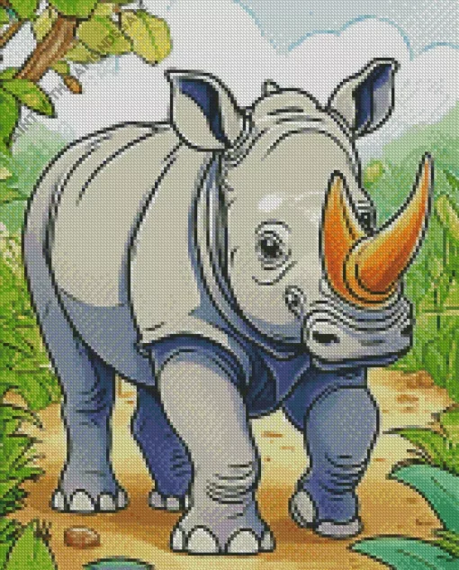 Cartoon Rhino Diamond Painting