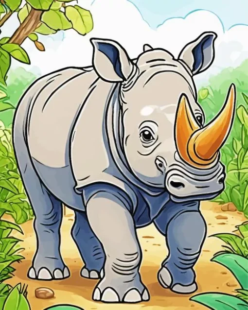 Cartoon Rhino Diamond Painting