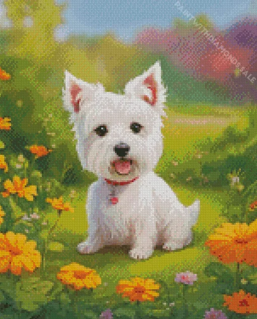 Cartoon West Highland Terrier Diamond Painting