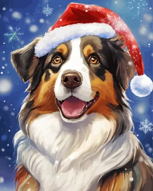 Christmas Australian Shepherd Diamond Painting