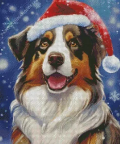 Christmas Australian Shepherd Diamond Painting