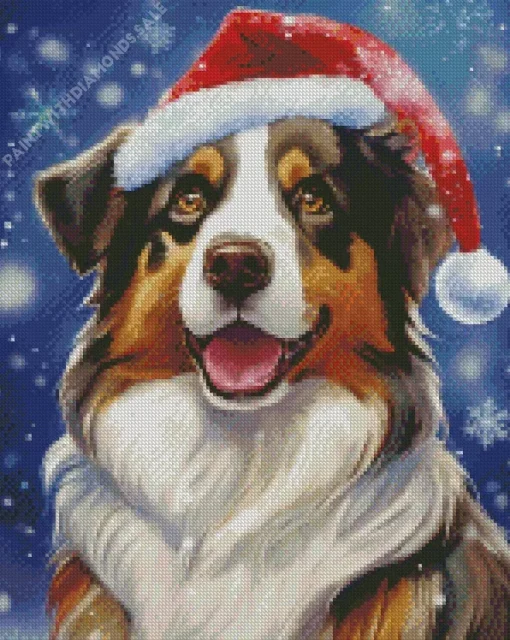 Christmas Australian Shepherd Diamond Painting