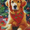 Christmas Golden Retriever Diamond Painting