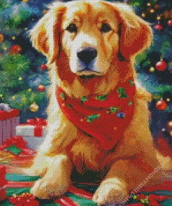 Christmas Golden Retriever Diamond Painting