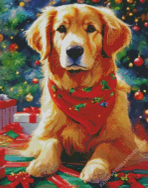 Christmas Golden Retriever Diamond Painting