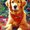 Christmas Golden Retriever Diamond Painting