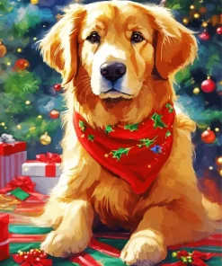 Christmas Golden Retriever Diamond Painting