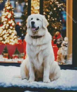 Christmas Great Pyrenees Diamond Painting