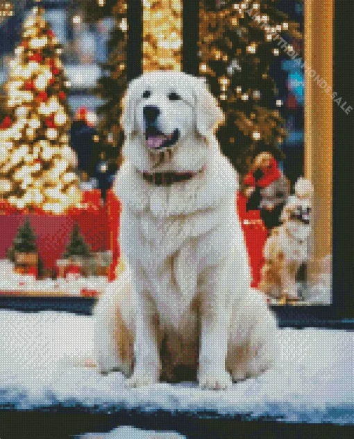 Christmas Great Pyrenees Diamond Painting