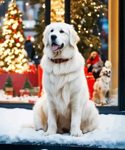 Christmas Great Pyrenees Diamond Painting