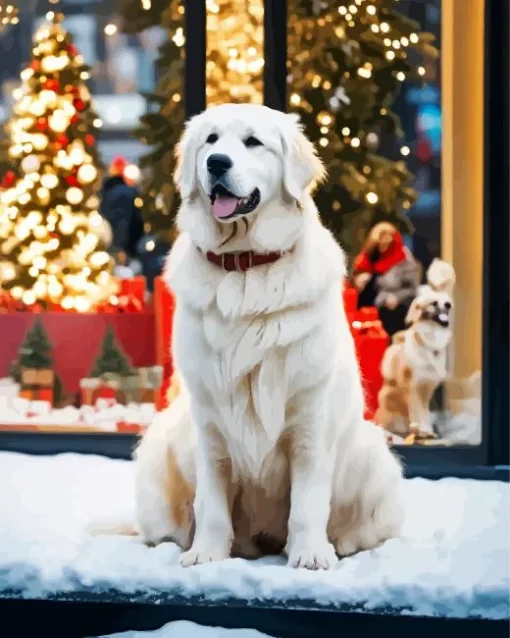 Christmas Great Pyrenees Diamond Painting