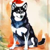 Christmas Husky Diamond Painting