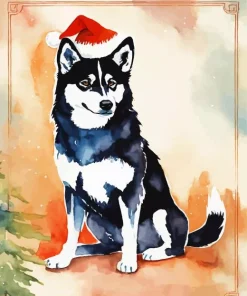 Christmas Husky Diamond Painting