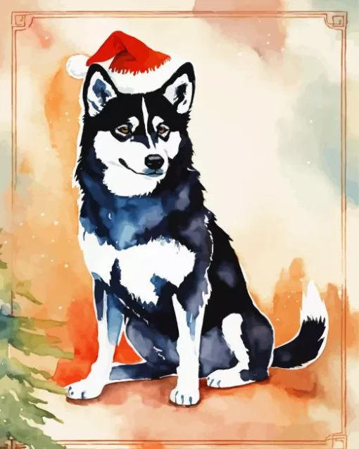 Christmas Husky Diamond Painting