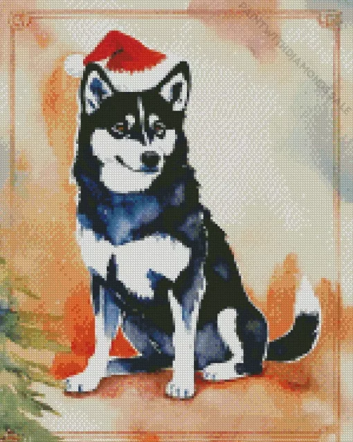 Christmas Husky Diamond Painting