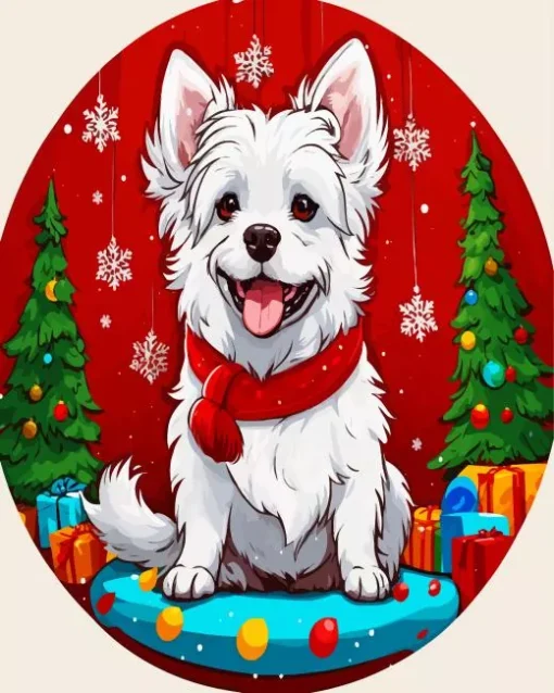 Christmas Maltese Diamond Painting