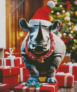 Christmas Rhino Diamond Painting