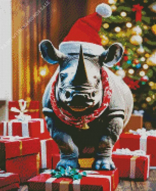 Christmas Rhino Diamond Painting