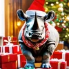 Christmas Rhino Diamond Painting