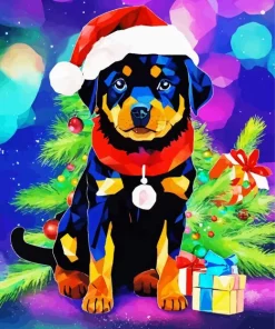 Christmas Rottweiler Diamond Painting