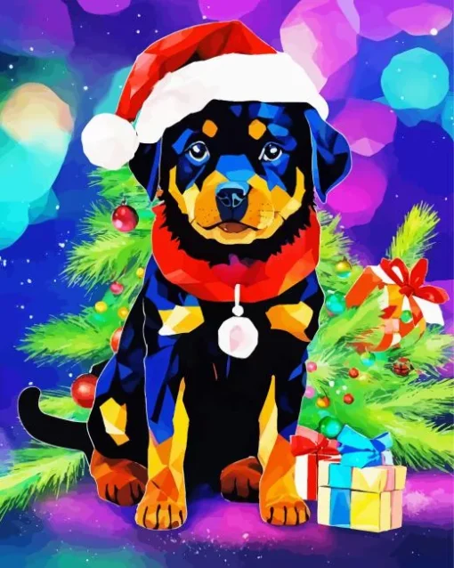 Christmas Rottweiler Diamond Painting