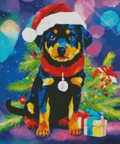 Christmas Rottweiler Diamond Painting