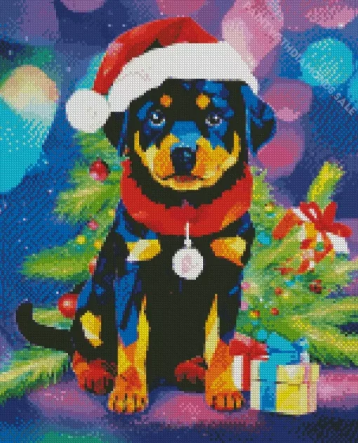 Christmas Rottweiler Diamond Painting