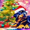 Christmas Rottweiler Puppy Diamond Painting