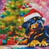 Christmas Rottweiler Puppy Diamond Painting