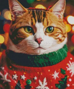 Christmas Tabby Cat Diamond Painting