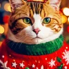 Christmas Tabby Cat Diamond Painting