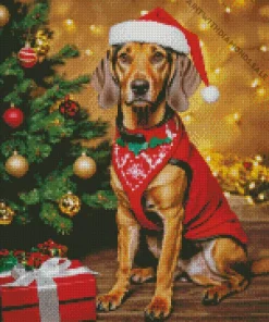 Christmas Vizsla Dog Diamond Painting