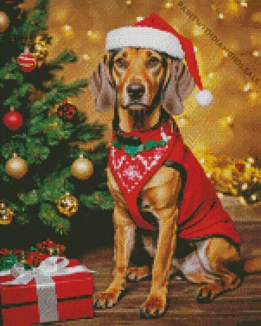 Christmas Vizsla Dog Diamond Painting