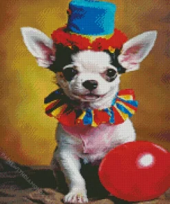 Clown Chihuahua Dog Diamond Painting