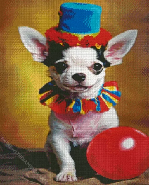 Clown Chihuahua Dog Diamond Painting