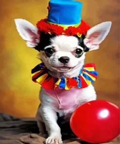 Clown Chihuahua Dog Diamond Painting