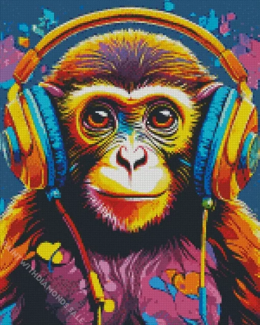 Colored Dj Monkey Diamond Painting