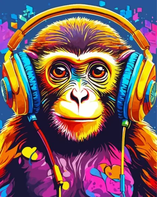 Colored Dj Monkey Diamond Painting