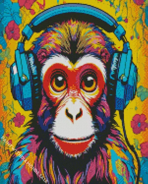 Colorful Dj Monkey Diamond Painting