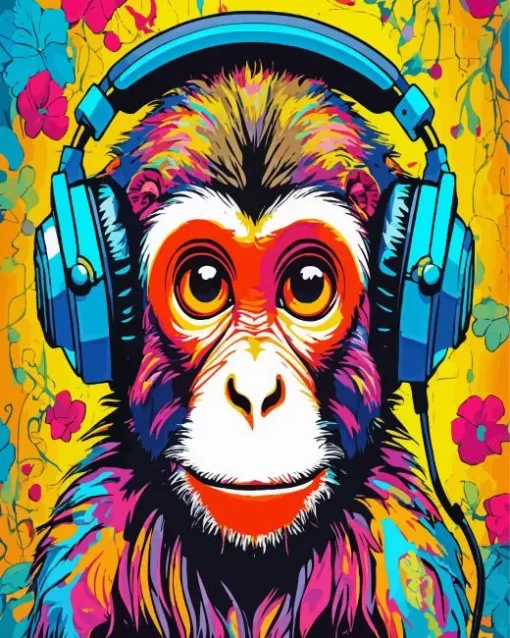 Colorful Dj Monkey Diamond Painting