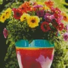 Colorful Gazania Flowers In A Pot Diamond Painting