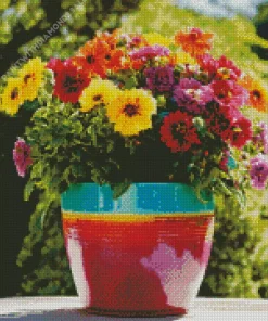 Colorful Gazania Flowers In A Pot Diamond Painting