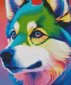 Colorful Husky Diamond Painting