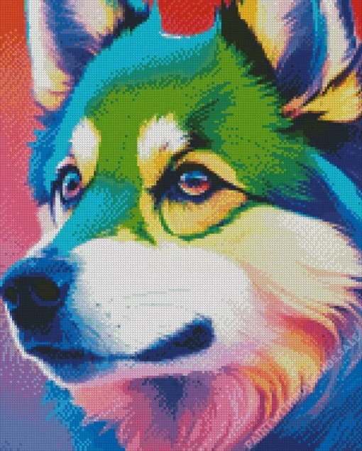 Colorful Husky Diamond Painting