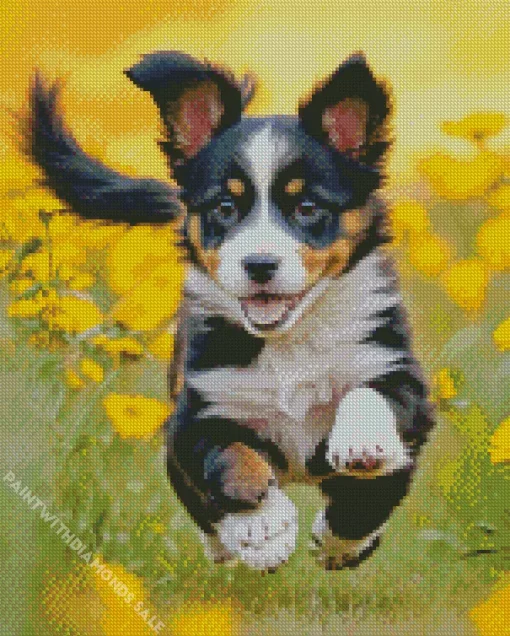 Cute Australian Shepherd Puppy Diamond Painting